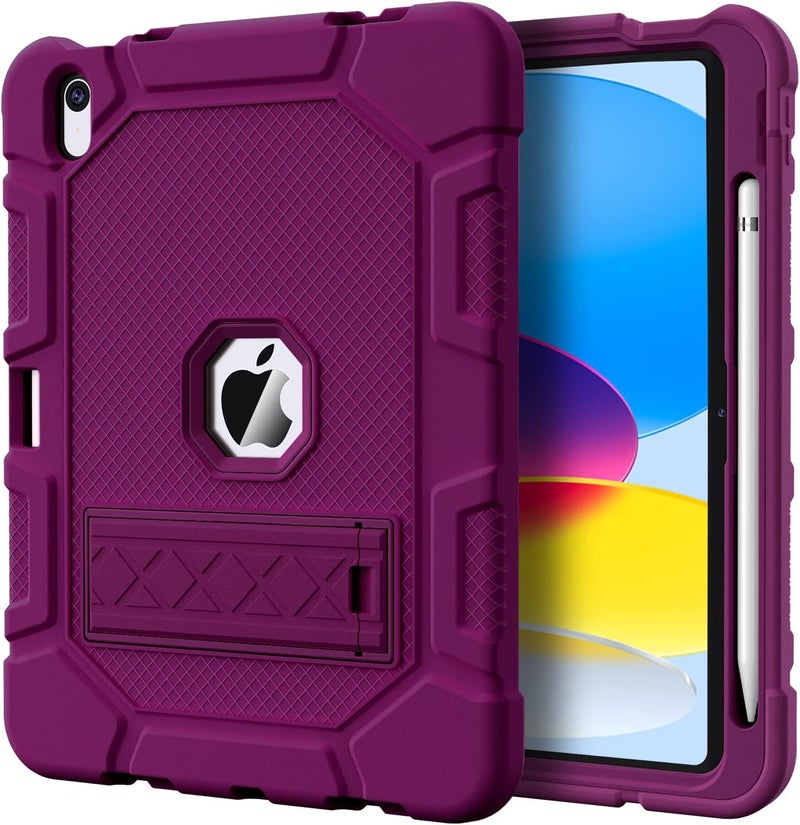 Azzsy Case for iPad (A16) 11th Generation 11 Inch 2025 / iPad 10th Generation 10.9 Inch 2022, [Built-in Pencil Holder] Heavy Duty Shockproof Rugged Protective Case, Wine - Image 1